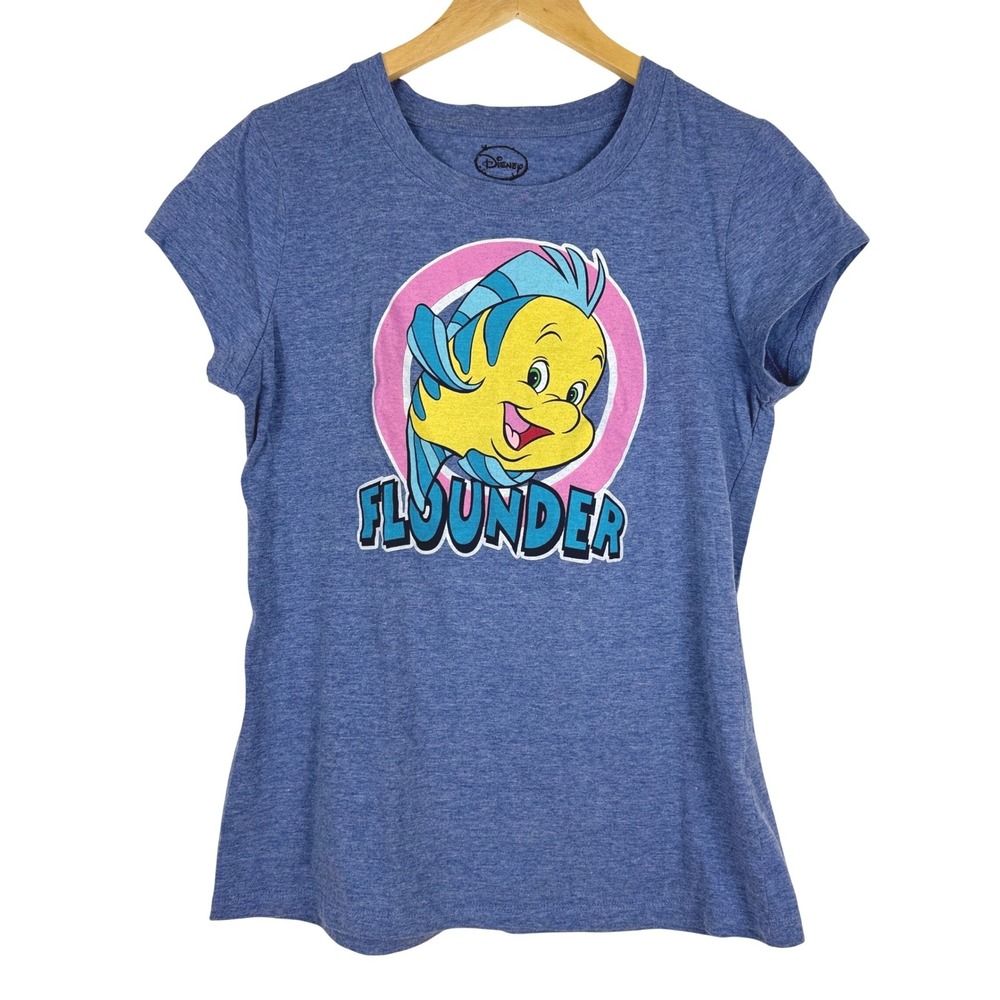 Disney Little Mermaid‎ Flounder Graphic T-Shirt Blue Short Sleeve Girls XXL